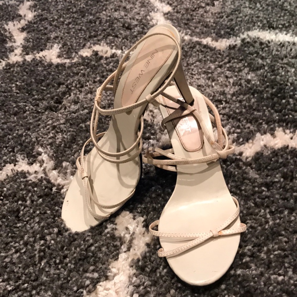 Cream strappy heels